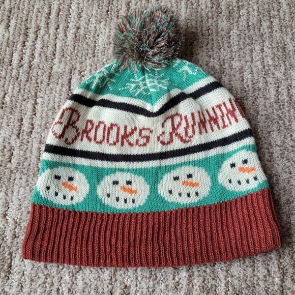 Brooks Run Merry Snowmen Knit Pom Pom Beanie Toque Hat Adult Unisex - Picture 14 of 14